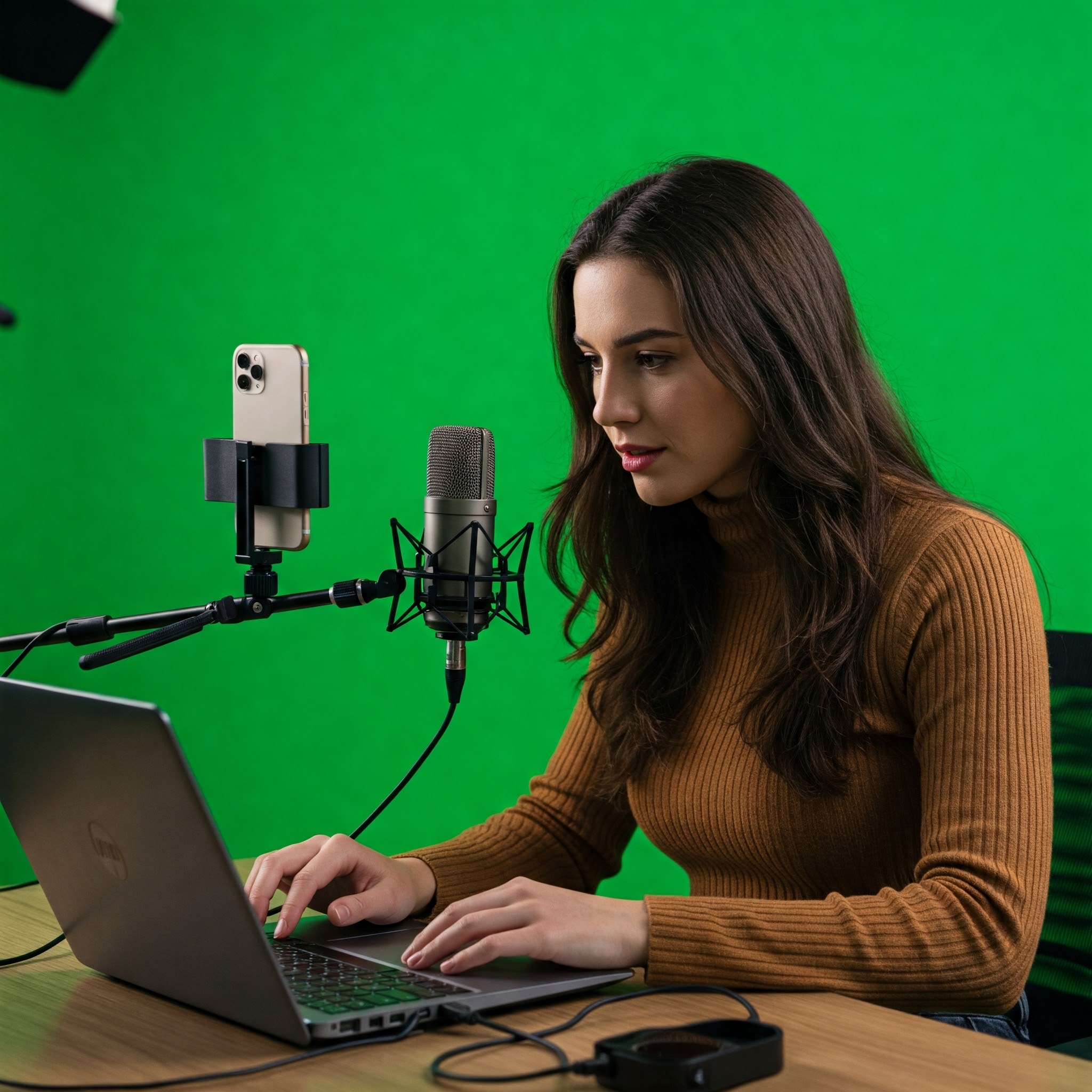 photo of Online Content Creator Recording on Green Screen